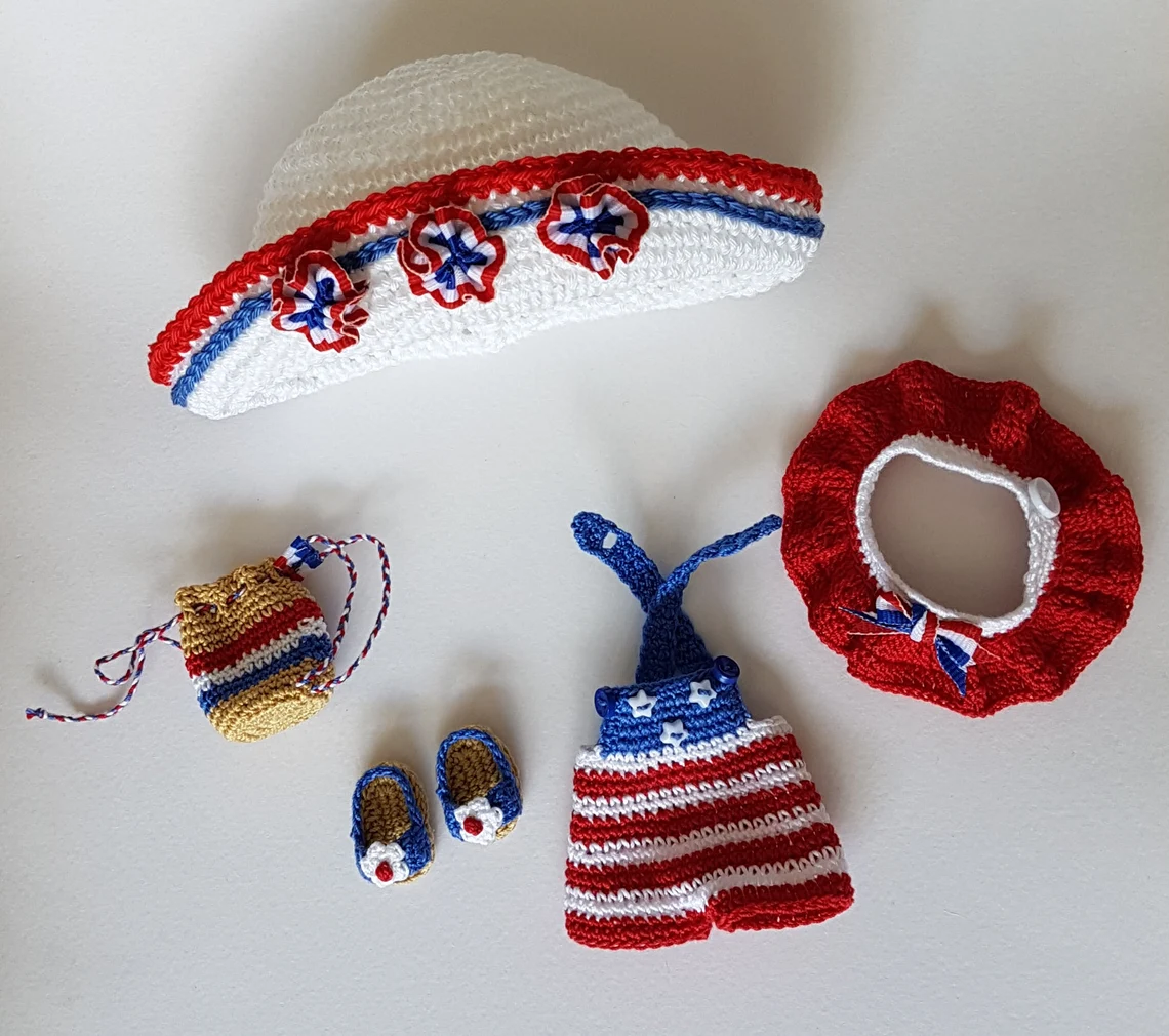 Bru Islanddoll 5 Pc Outfit Set Fourth of July