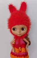 Blythe Hat Fuzzy Burned Orange Bunny