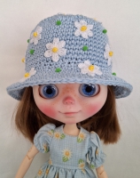 Blythe Hat Please Don't Eat the Daisies Pastel Blue