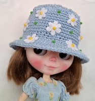 Blythe Hat Please Don't Eat the Daisies Pastel Blue