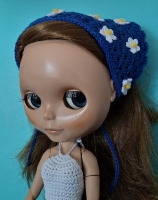 Blythe Headscarf Daisies on Blue