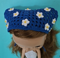 Blythe Headscarf Daisies on Blue