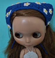 Blythe Headscarf Daisies on Blue