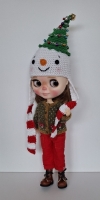 Blythe Hat Snowman with Xmastree