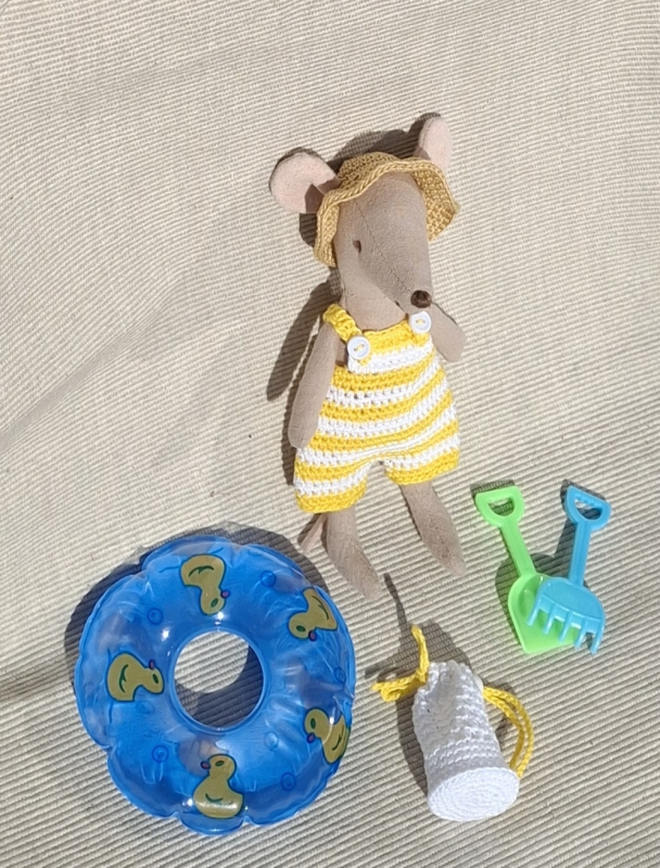 Outfit Set for Maileg "To the beach in Yellow and White"(70 gram)