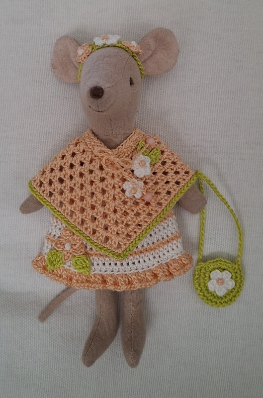 Outfit 5 Pc Set for Maileg "Sweet Pastel Orange"(70 gram)