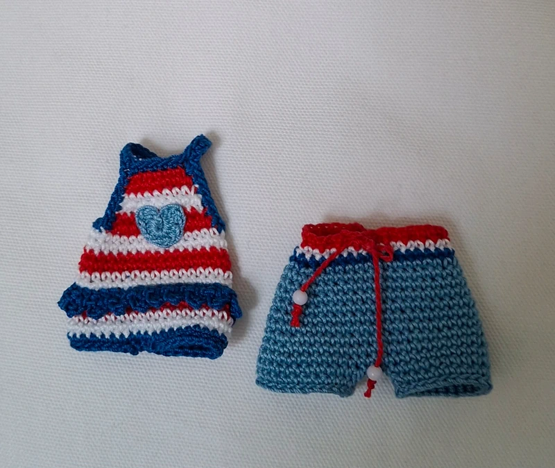 NEW! Outfit 5 Pc Set for Maileg "Pink and Red"(30 gram)