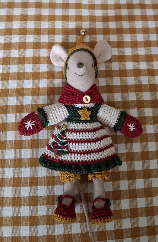 Outfit 6 Pc Set for Maileg "Girly Christmas Elf" (30 gram)